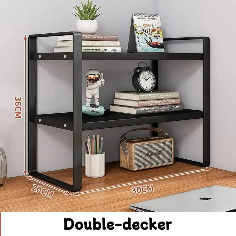 Multi-Tier Iron Shelving Unit for Office Supplies, Books, and Decor