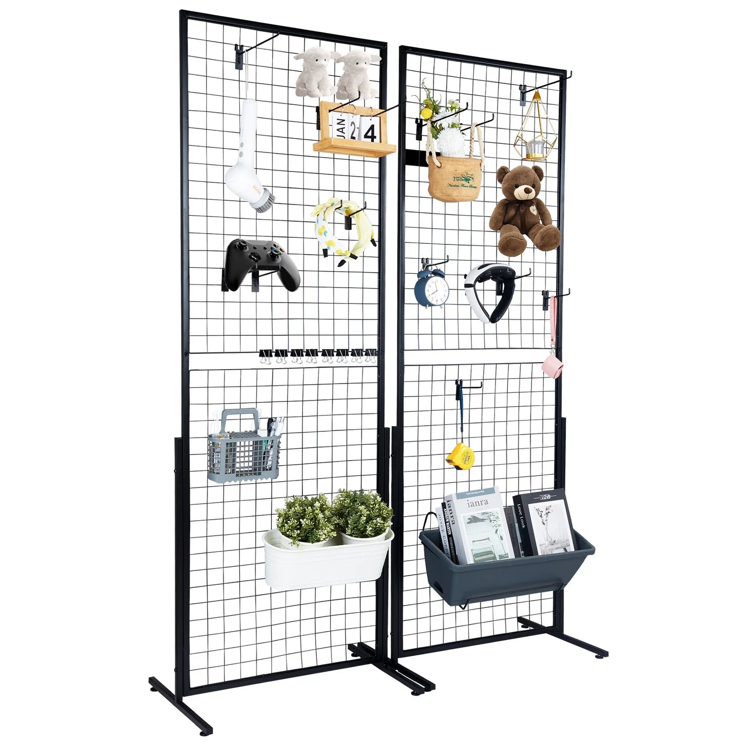 Gridwall Display Racks Double Side Gridwall Panels for Art Craft Shows Retail Shop w/ Hooks