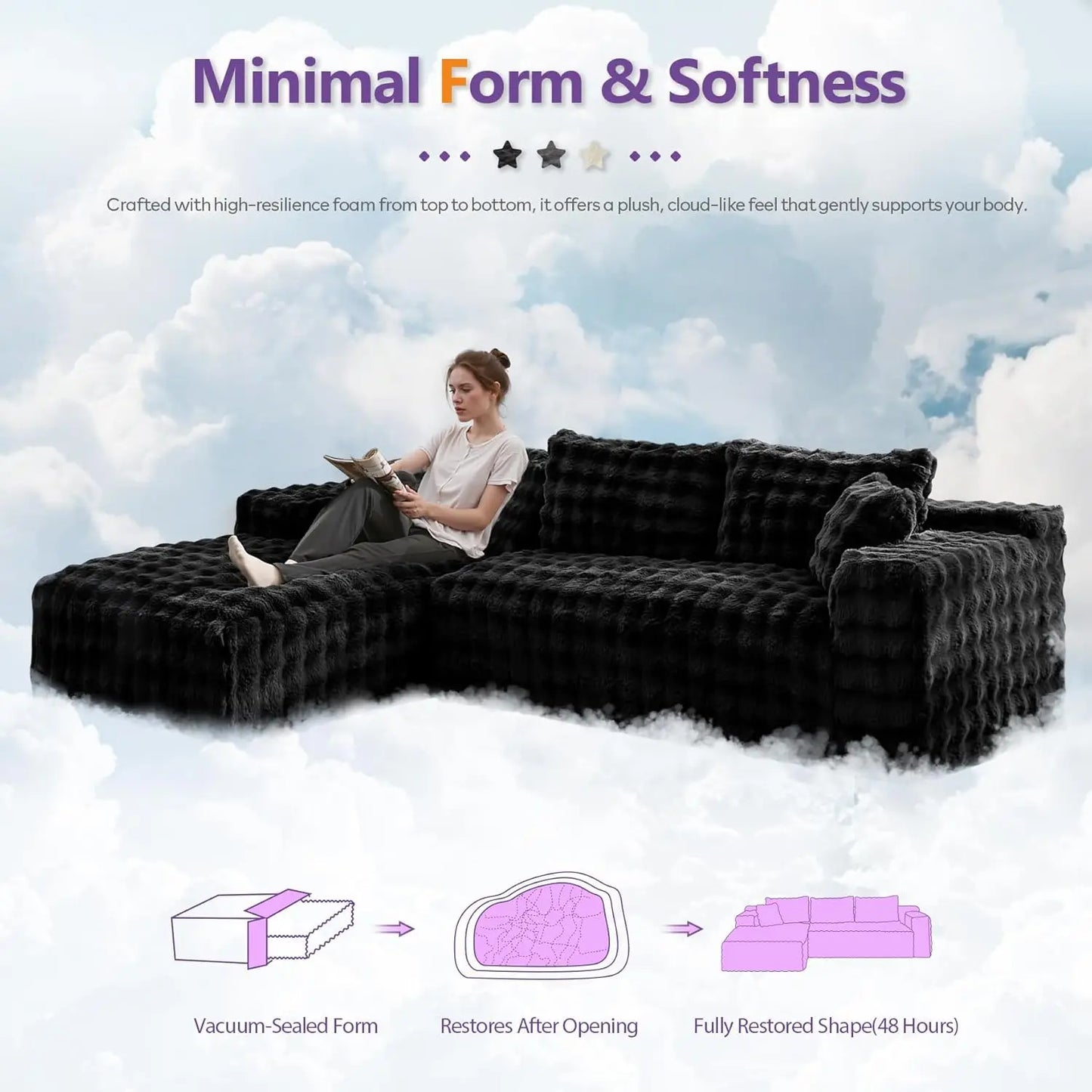 107’’ Boneless Slow-Rebound Memory Foam Couch