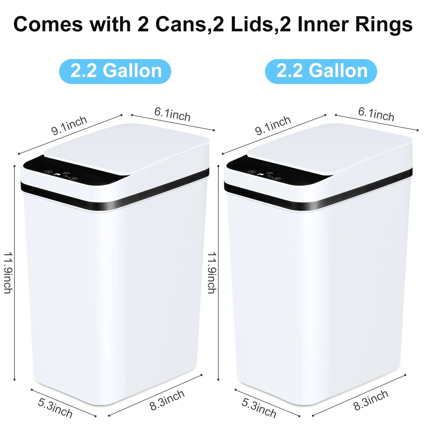 2 Pack 12L Automatic Trash Cans