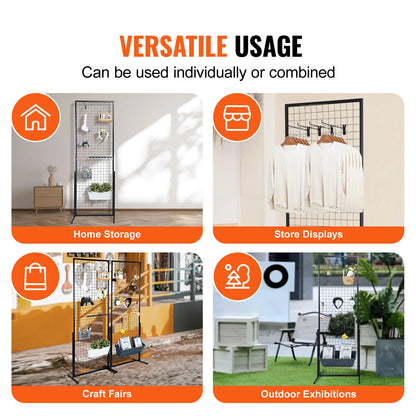 Gridwall Display Racks Double Side Gridwall Panels for Art Craft Shows Retail Shop w/ Hooks