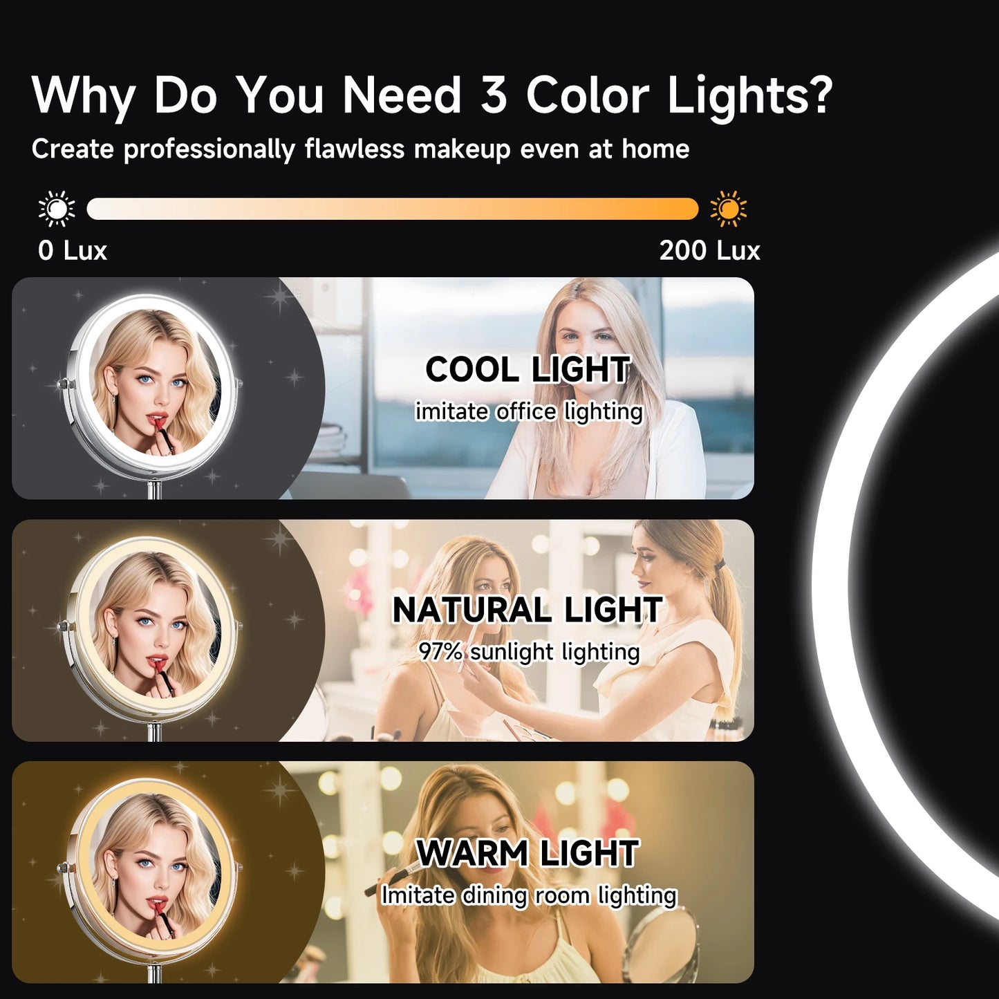 Lighted Tabletop Makeup Mirror