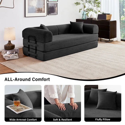 79'' Boneless Couch Foldable Convertible Futon Sleeper Sofa