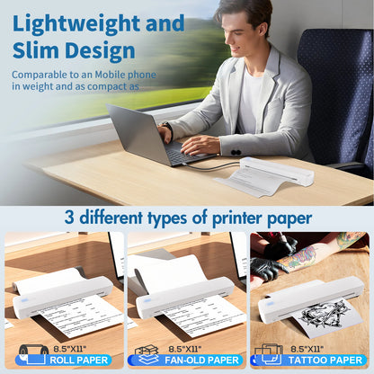 Portable Wireless Inkless Thermal Printer