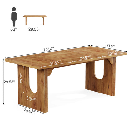 Modern 71" Dining Table for 6 to 8 People with Wood Pedestal Base