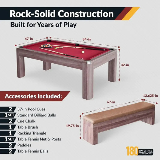 3-in-1 Convertible Game Table Set - Billiards | Table Tennis | Dining