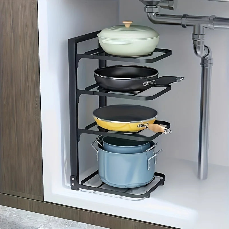 Adjustable Multi-Layer Pot and Pan Rack Organizer