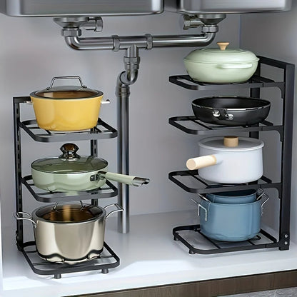 Adjustable Multi-Layer Pot and Pan Rack Organizer