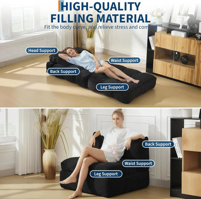 3-in-1 34" Folding Sofa Bed with Pillow Boneless Mattress with Back Support Comfy Portable Convertible Sleeper Chair Floor Sofa