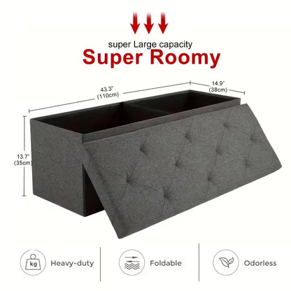 Heavy-Duty Folding Storage Ottoman Bench - Space-Saving Seat