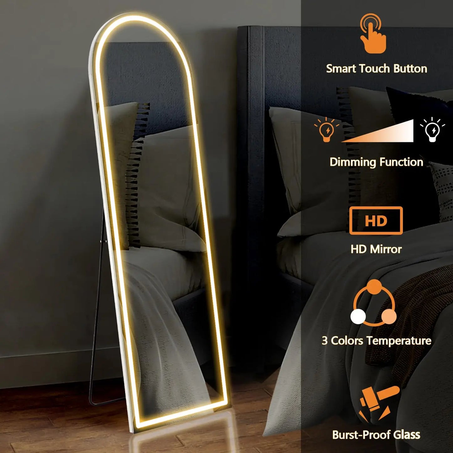 63"x20"  3 Color Led Full Length Mirror