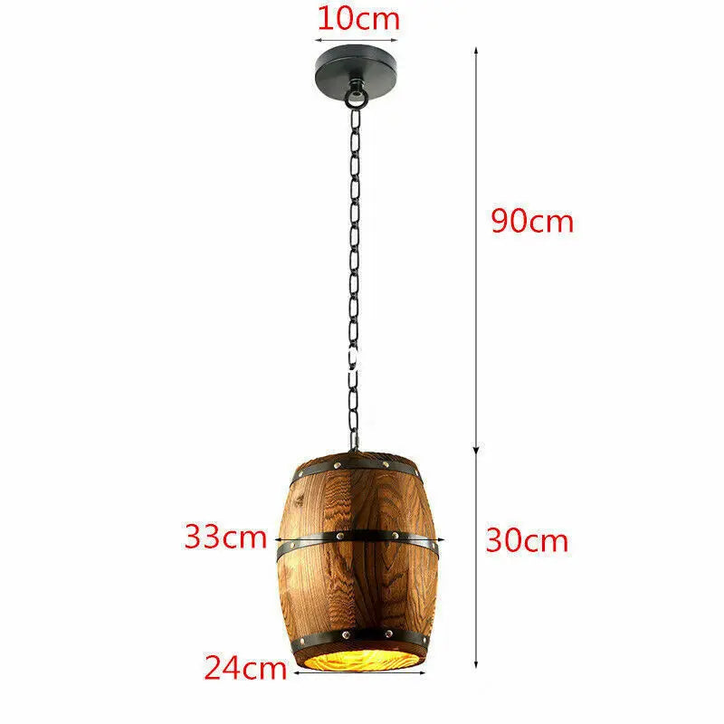 Hanging Vintage Wooden Wine Barrel Ceiling Light