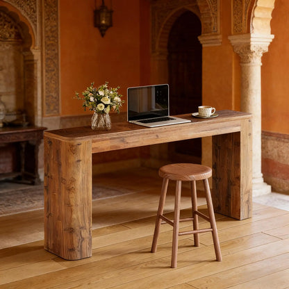 63 Inch Solid Wood Entryway/Sofa Table with Storage Shelf