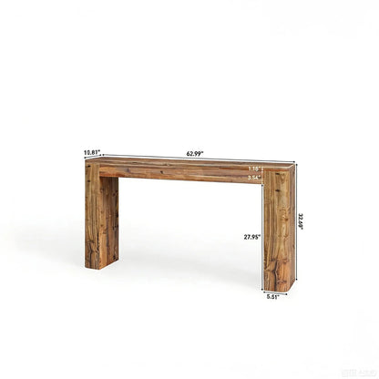 63 Inch Solid Wood Entryway/Sofa Table with Storage Shelf