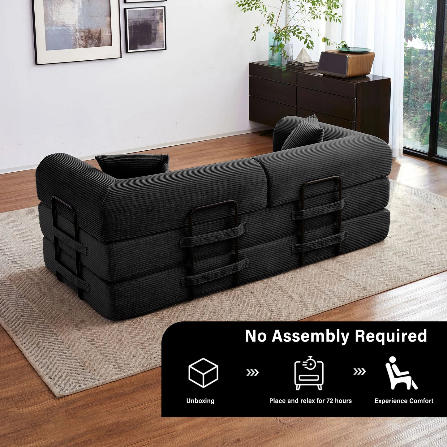 79'' Boneless Couch Foldable Convertible Futon Sleeper Sofa