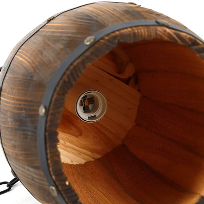 Hanging Vintage Wooden Wine Barrel Ceiling Light