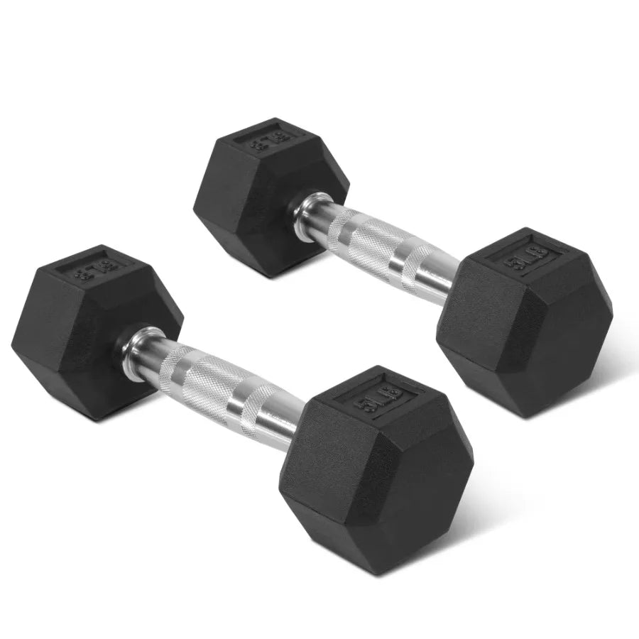 2 Non-Slip Grip 5 lbs Dumbbells