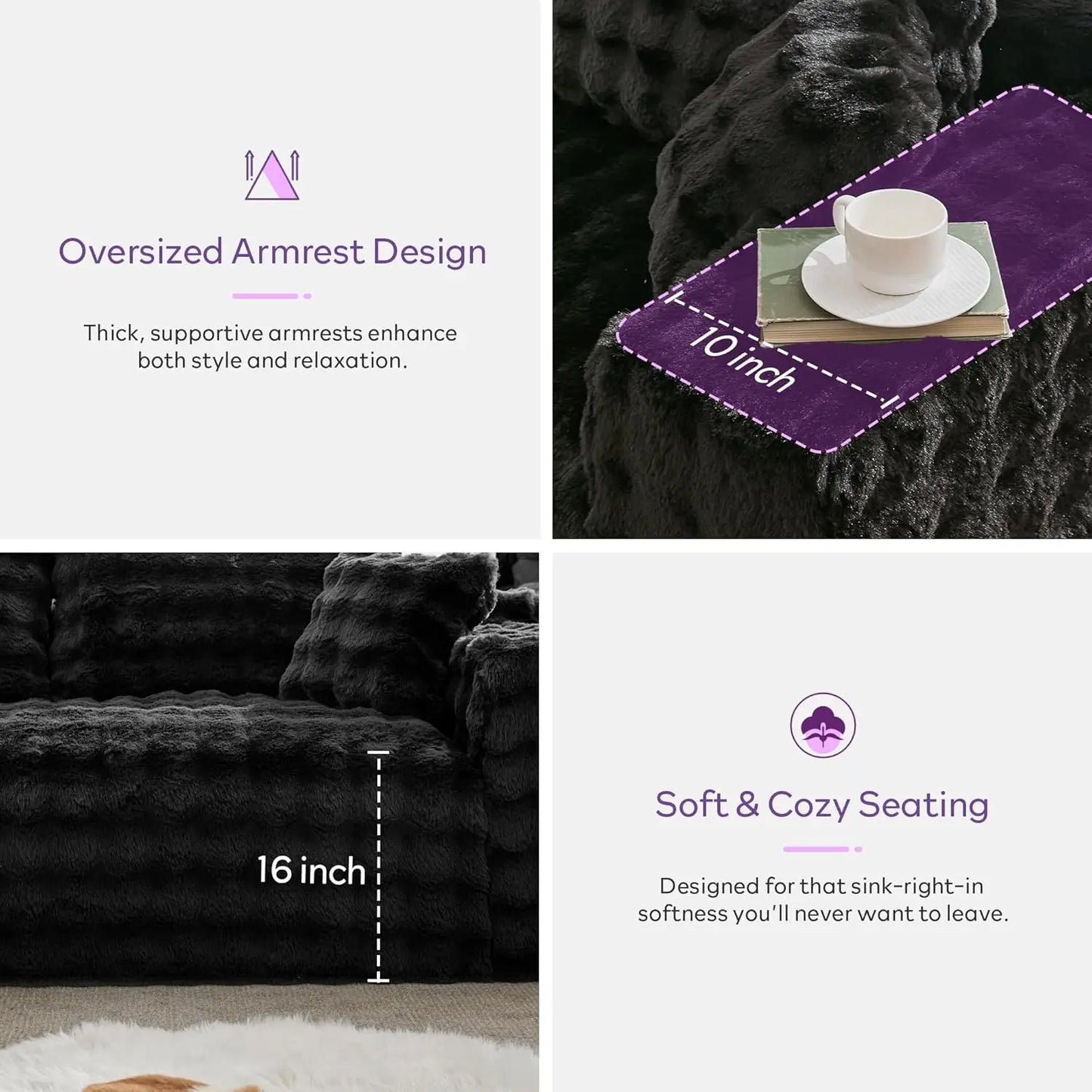 107’’ Boneless Slow-Rebound Memory Foam Couch