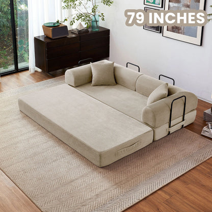 79'' Boneless Couch Foldable Convertible Futon Sleeper Sofa