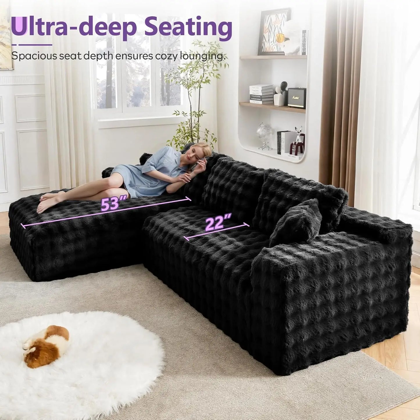 107’’ Boneless Slow-Rebound Memory Foam Couch