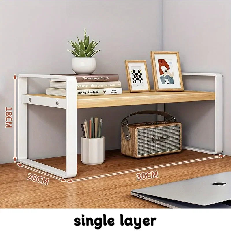 Multi-Tier Iron Shelving Unit for Office Supplies, Books, and Decor