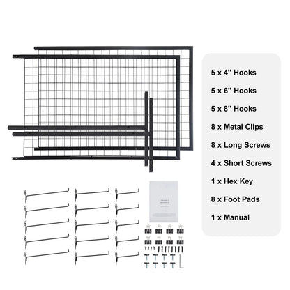 Gridwall Display Racks Double Side Gridwall Panels for Art Craft Shows Retail Shop w/ Hooks