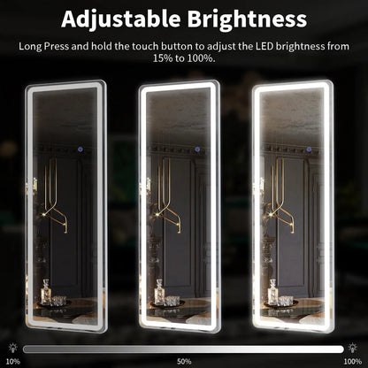 63"x20" Full Length Mirror with Dimmable LED Lights