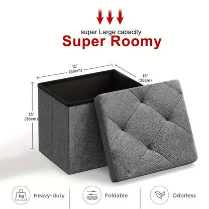 Heavy-Duty Folding Storage Ottoman Bench - Space-Saving Seat